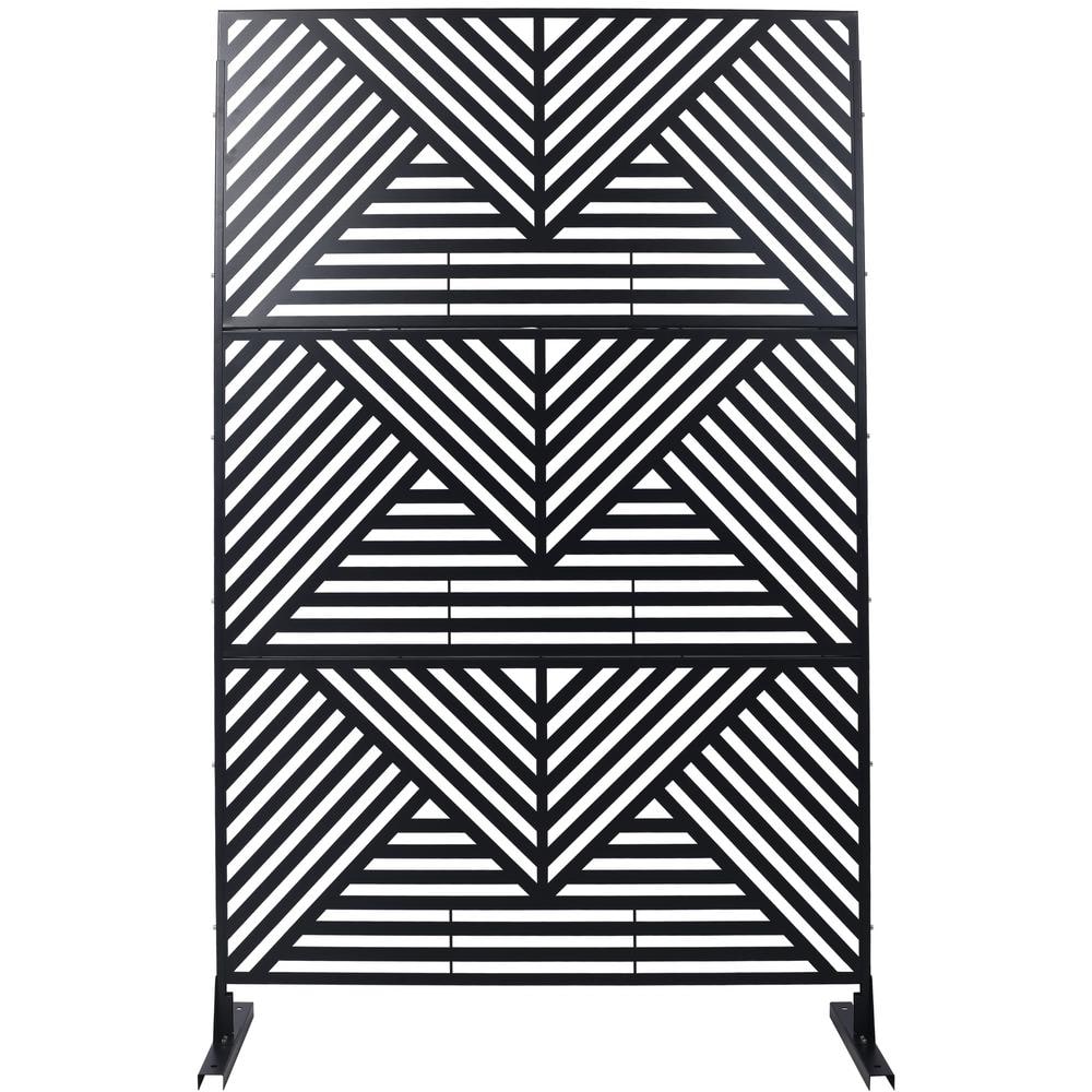 Sudzendf Outdoor and Indoor Freestanding Decorative Privacy Screen Metal Privacy Screen, Fence Panels in Black
