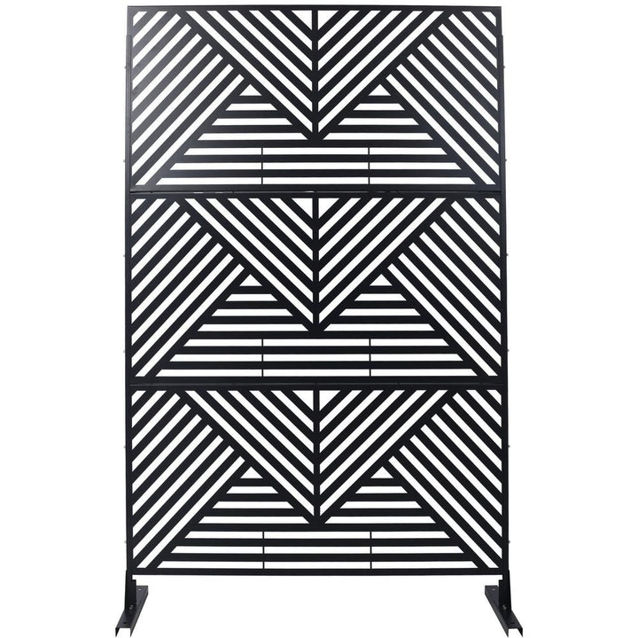 Sudzendf Outdoor and Indoor Freestanding Decorative Privacy Screen Metal Privacy Screen, Fence Panels in Black