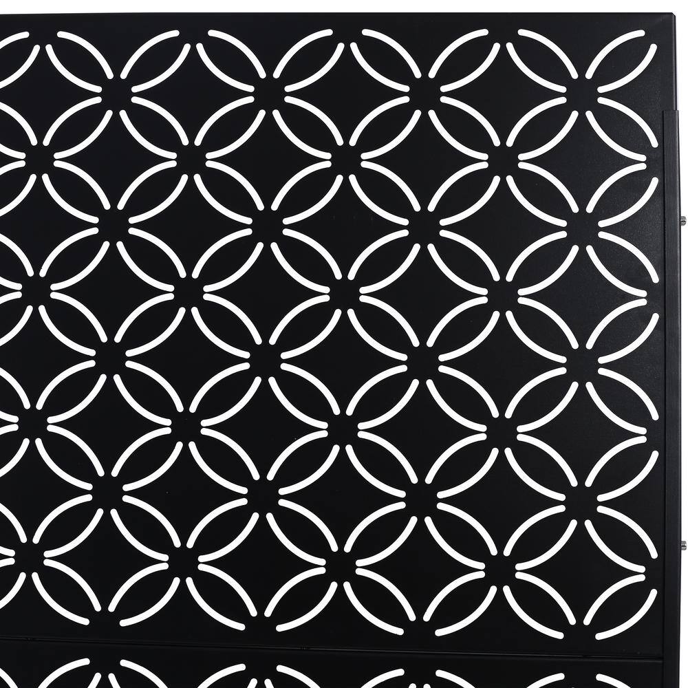 Sudzendf Outdoor and Indoor Freestanding Decorative Privacy Screen Metal Privacy Screen, Fence Panels in Black