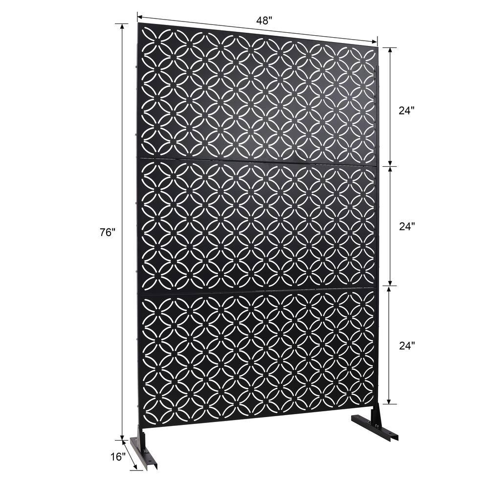 Sudzendf Outdoor and Indoor Freestanding Decorative Privacy Screen Metal Privacy Screen, Fence Panels in Black