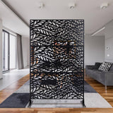 Sudzendf Outdoor and Indoor Freestanding Decorative Privacy Screen Metal Privacy Screen, Fence Panels in Black