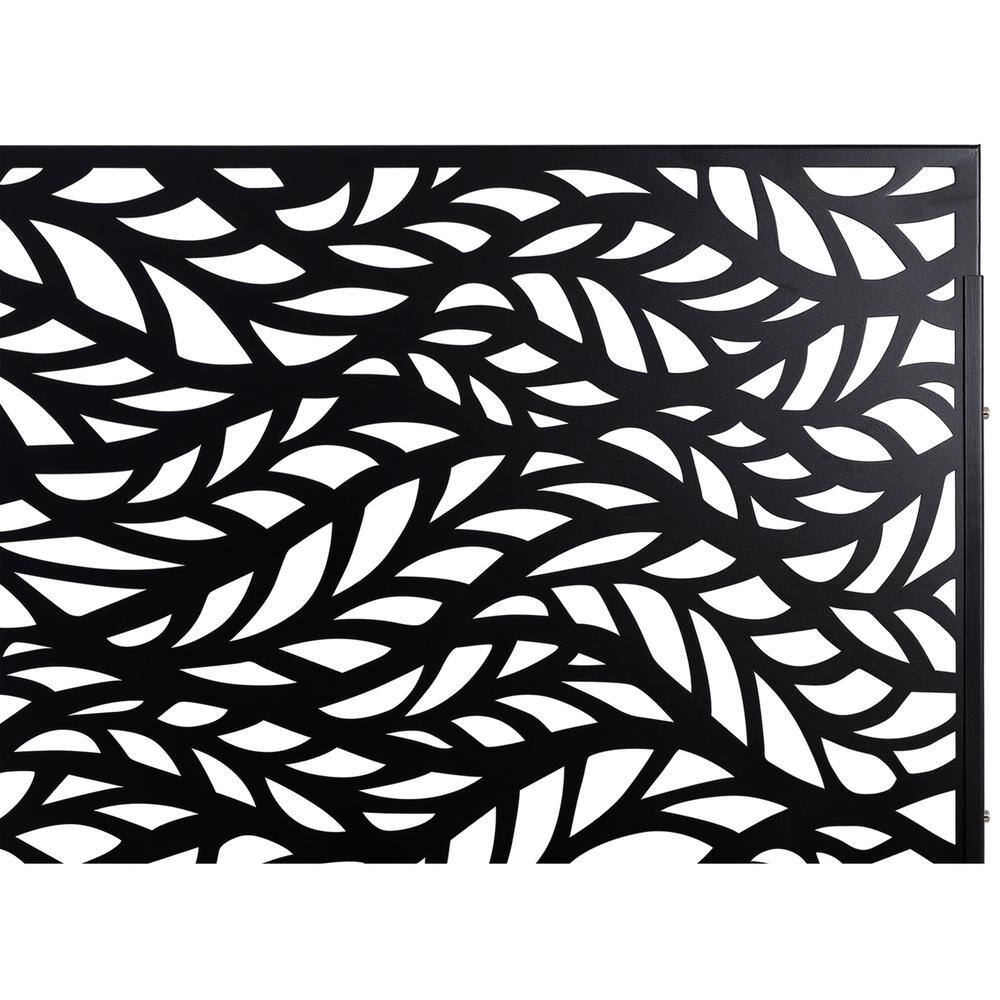 Sudzendf Outdoor and Indoor Freestanding Decorative Privacy Screen Metal Privacy Screen, Fence Panels in Black