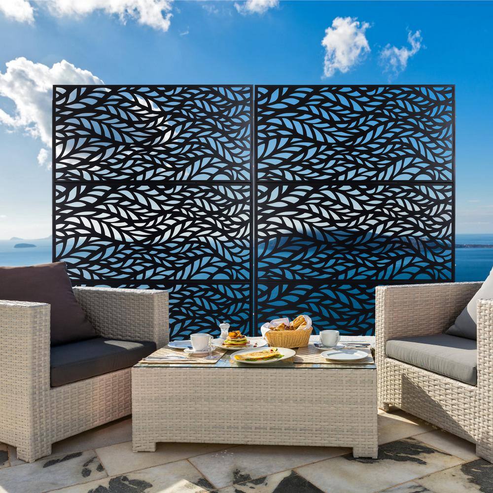 Sudzendf Outdoor and Indoor Freestanding Decorative Privacy Screen Metal Privacy Screen, Fence Panels in Black