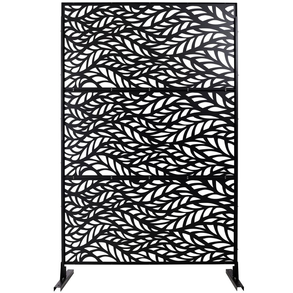 Sudzendf Outdoor and Indoor Freestanding Decorative Privacy Screen Metal Privacy Screen, Fence Panels in Black