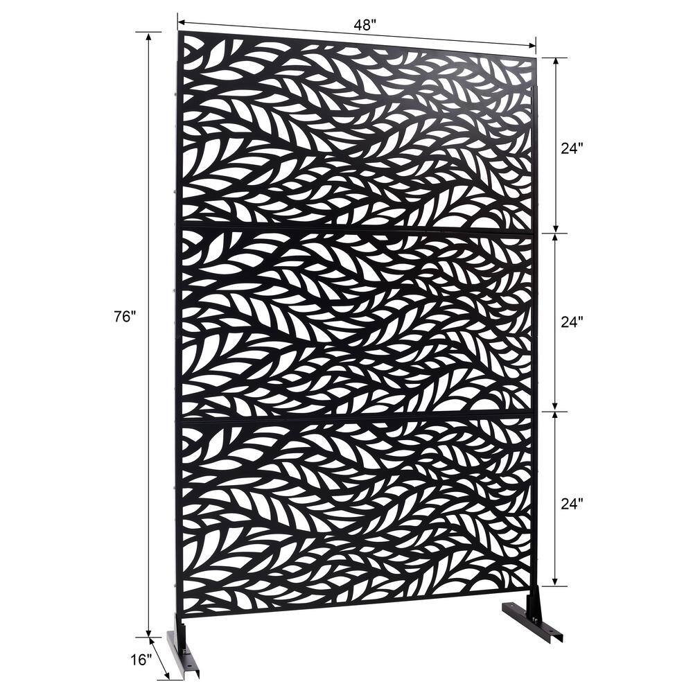 Sudzendf Outdoor and Indoor Freestanding Decorative Privacy Screen Metal Privacy Screen, Fence Panels in Black
