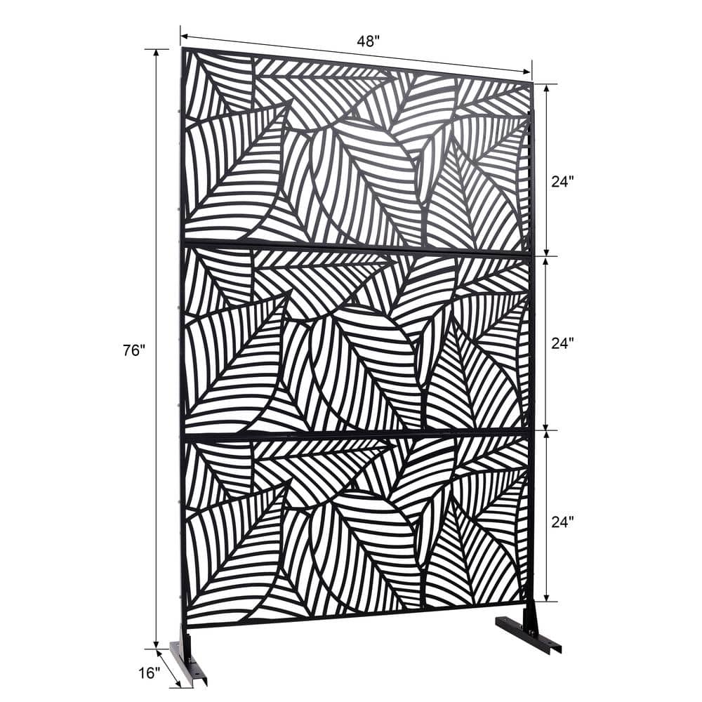 Sudzendf Outdoor and Indoor Freestanding Decorative Privacy Screen Metal Privacy Screen, Fence Panels in Black
