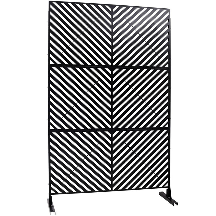 Sudzendf Outdoor and Indoor Freestanding Decorative Privacy Screen Metal Privacy Screen, Fence Panels in Black