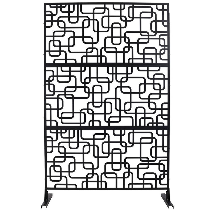 Sudzendf Outdoor and Indoor Freestanding Decorative Privacy Screen Metal Privacy Screen, Fence Panels in Black