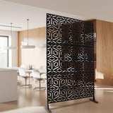 Sudzendf Outdoor and Indoor Freestanding Decorative Privacy Screen Metal Privacy Screen, Fence Panels in Black