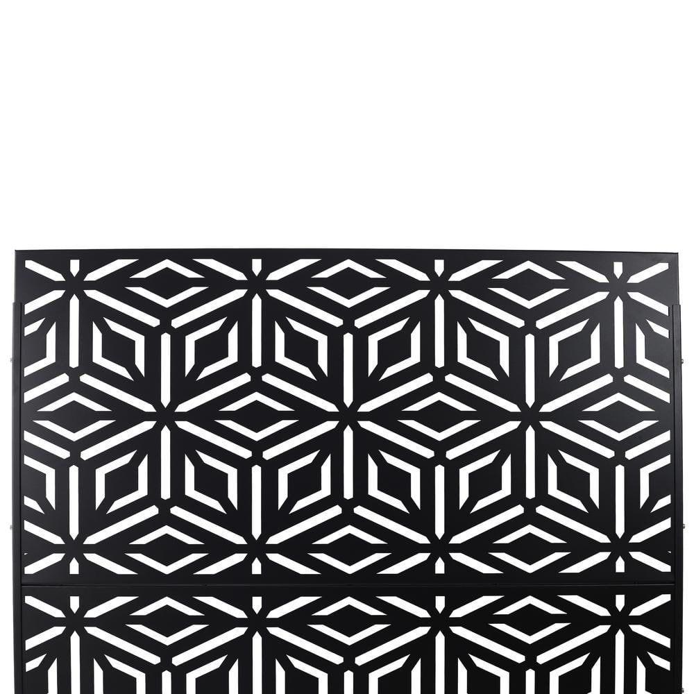 Sudzendf Outdoor and Indoor Freestanding Decorative Privacy Screen Metal Privacy Screen, Fence Panels in Black