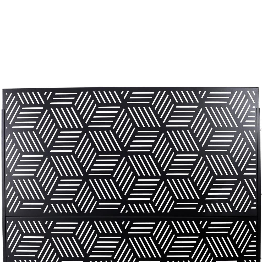 Sudzendf Outdoor and Indoor Freestanding Decorative Privacy Screen Metal Privacy Screen, Fence Panels in Black