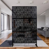 Sudzendf Outdoor and Indoor Freestanding Decorative Privacy Screen Metal Privacy Screen, Fence Panels in Black