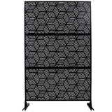 Sudzendf Outdoor and Indoor Freestanding Decorative Privacy Screen Metal Privacy Screen, Fence Panels in Black