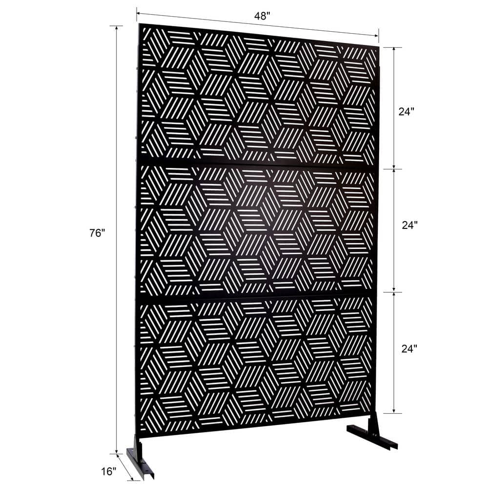 Sudzendf Outdoor and Indoor Freestanding Decorative Privacy Screen Metal Privacy Screen, Fence Panels in Black