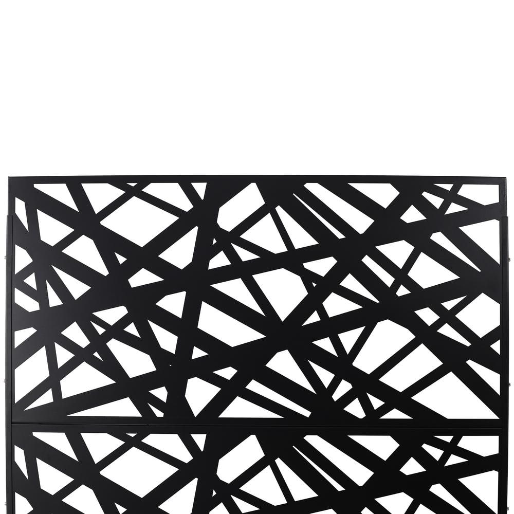 Sudzendf Outdoor and Indoor Freestanding Decorative Privacy Screen Metal Privacy Screen, Fence Panels in Black