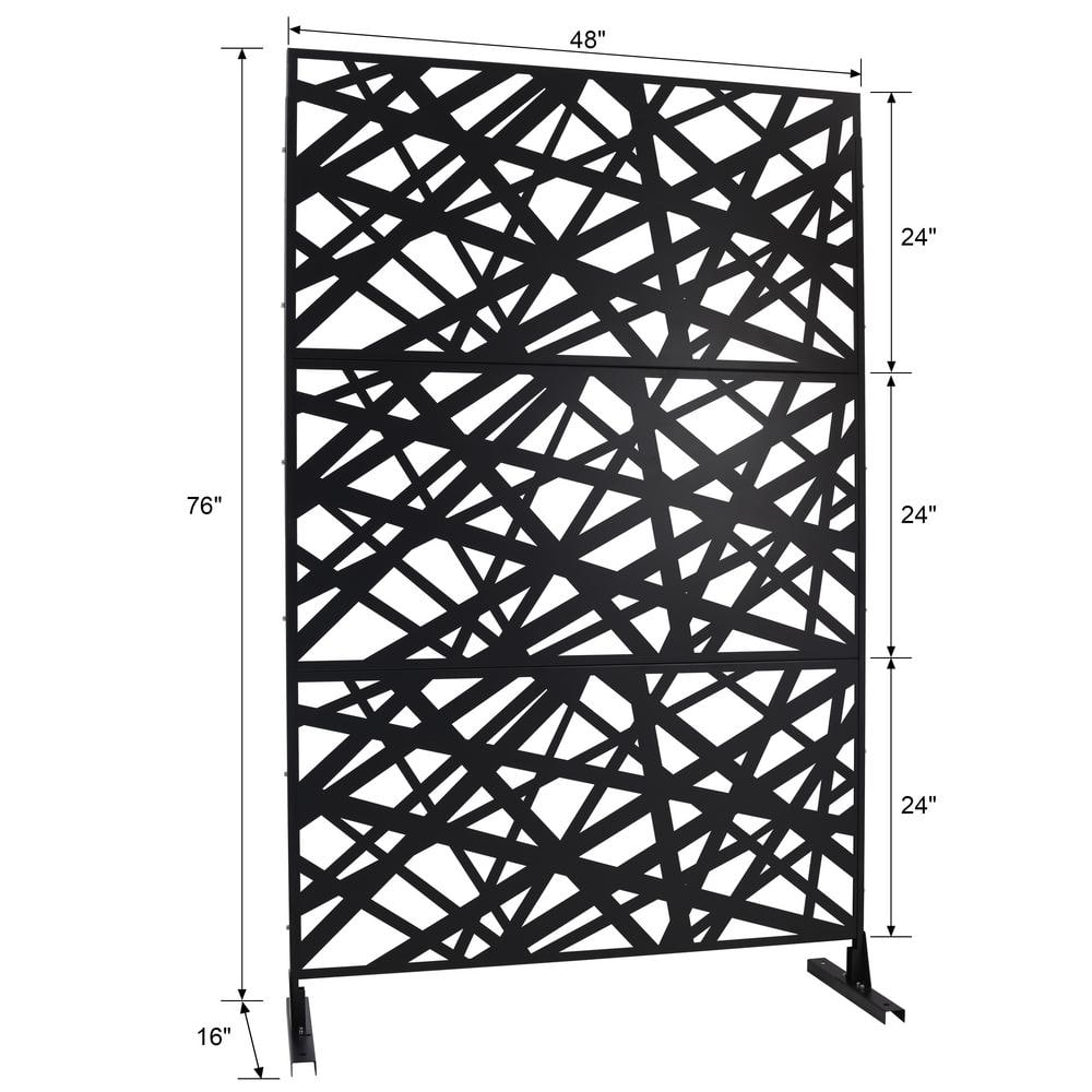 Sudzendf Outdoor and Indoor Freestanding Decorative Privacy Screen Metal Privacy Screen, Fence Panels in Black