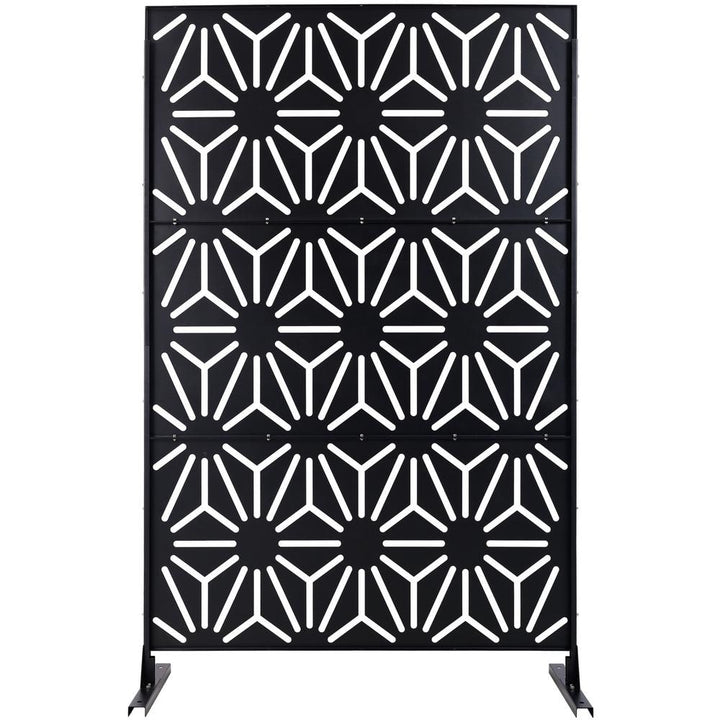 Sudzendf Outdoor and Indoor Freestanding Decorative Privacy Screen Metal Privacy Screen, Fence Panels in Black