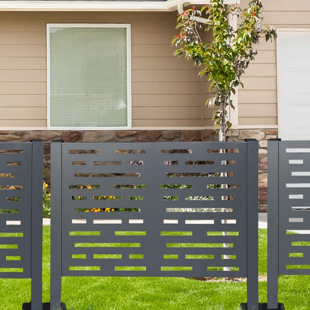 Sudzendf 4 x 2 FT Air Conditioner Fence, Metal Privacy Fence Cover, 3-Fence Panels