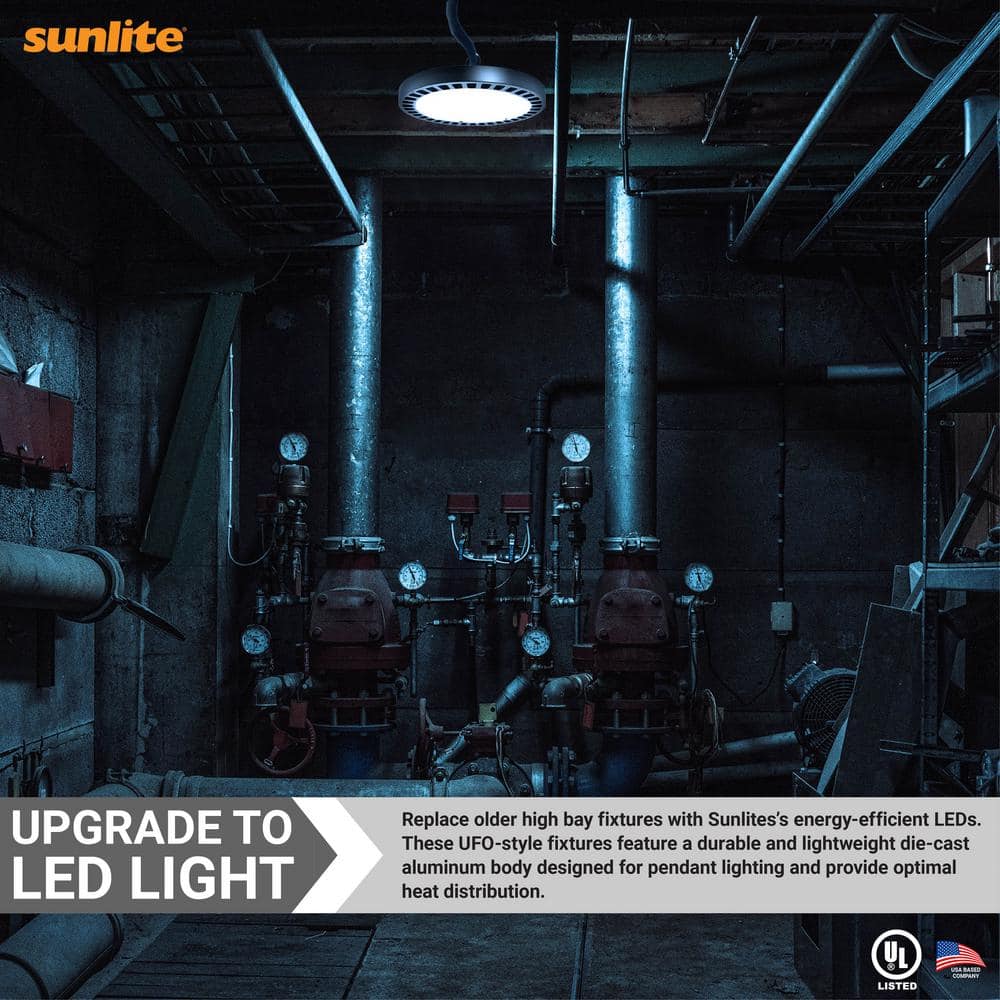Sunlite 12.6 in. 450 Watt Equivalent Integrated LED Dimmable Black High Bay Light, 5000K