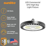 Sunlite 12.6 in. 450 Watt Equivalent Integrated LED Dimmable Black High Bay Light, 5000K