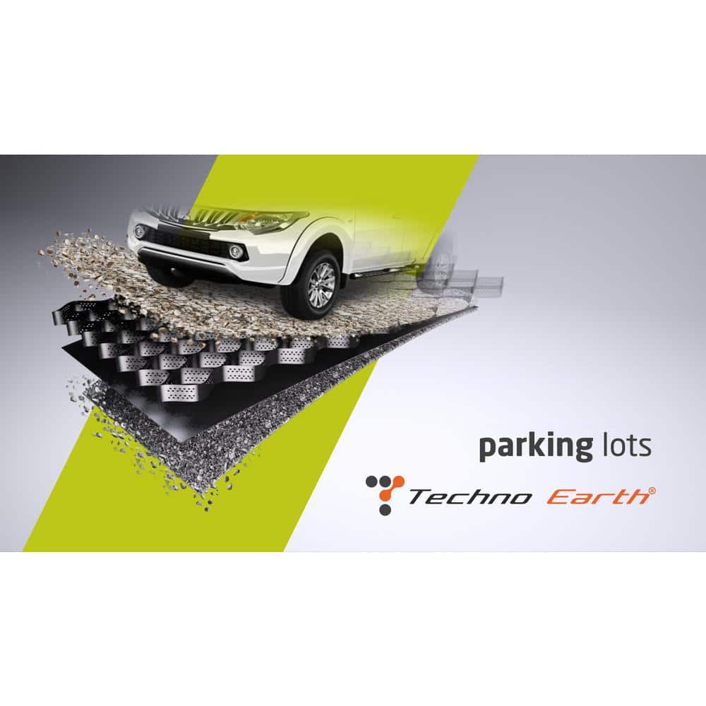 Techno Earth 9 ft. x 17 ft. x 2 inch Geocell Black Honeycomb Ground Grid HDPE Plastic Paver (160 sq. ft.)