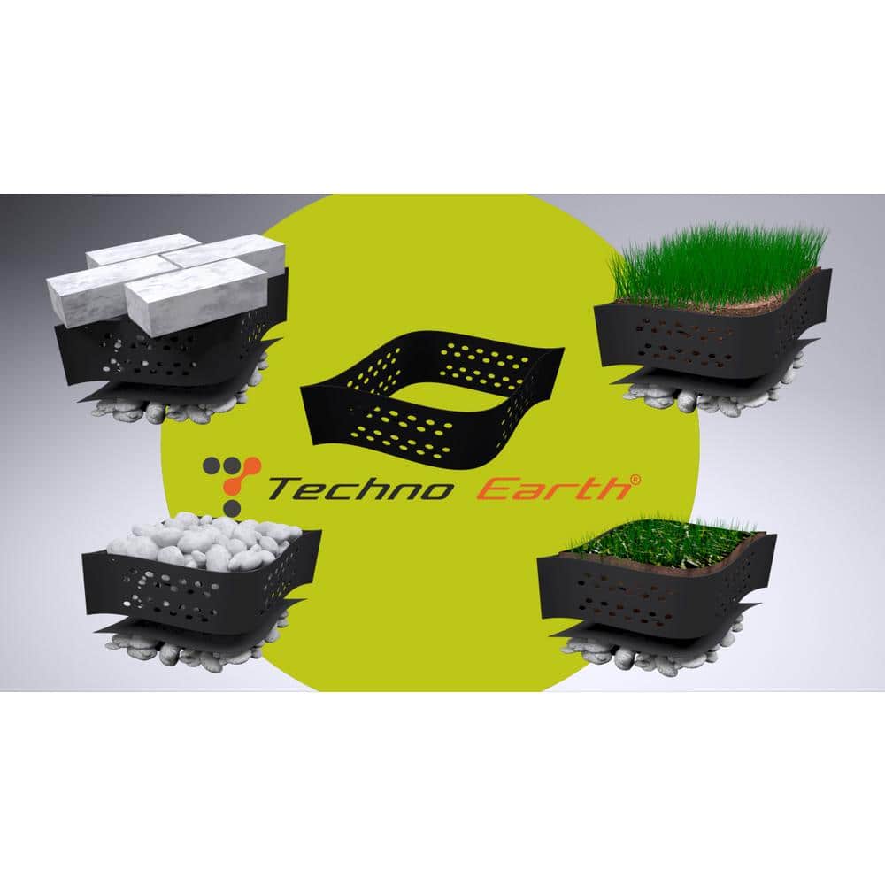 Techno Earth 9 ft. x 17 ft. x 2 inch Geocell Black Honeycomb Ground Grid HDPE Plastic Paver (160 sq. ft.)