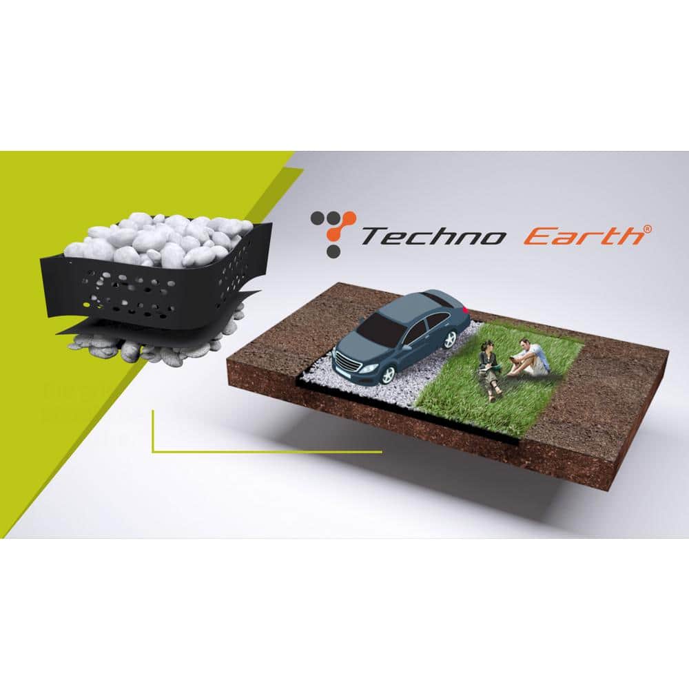 Techno Earth 9 ft. x 17 ft. x 2 inch Geocell Black Honeycomb Ground Grid HDPE Plastic Paver (160 sq. ft.)