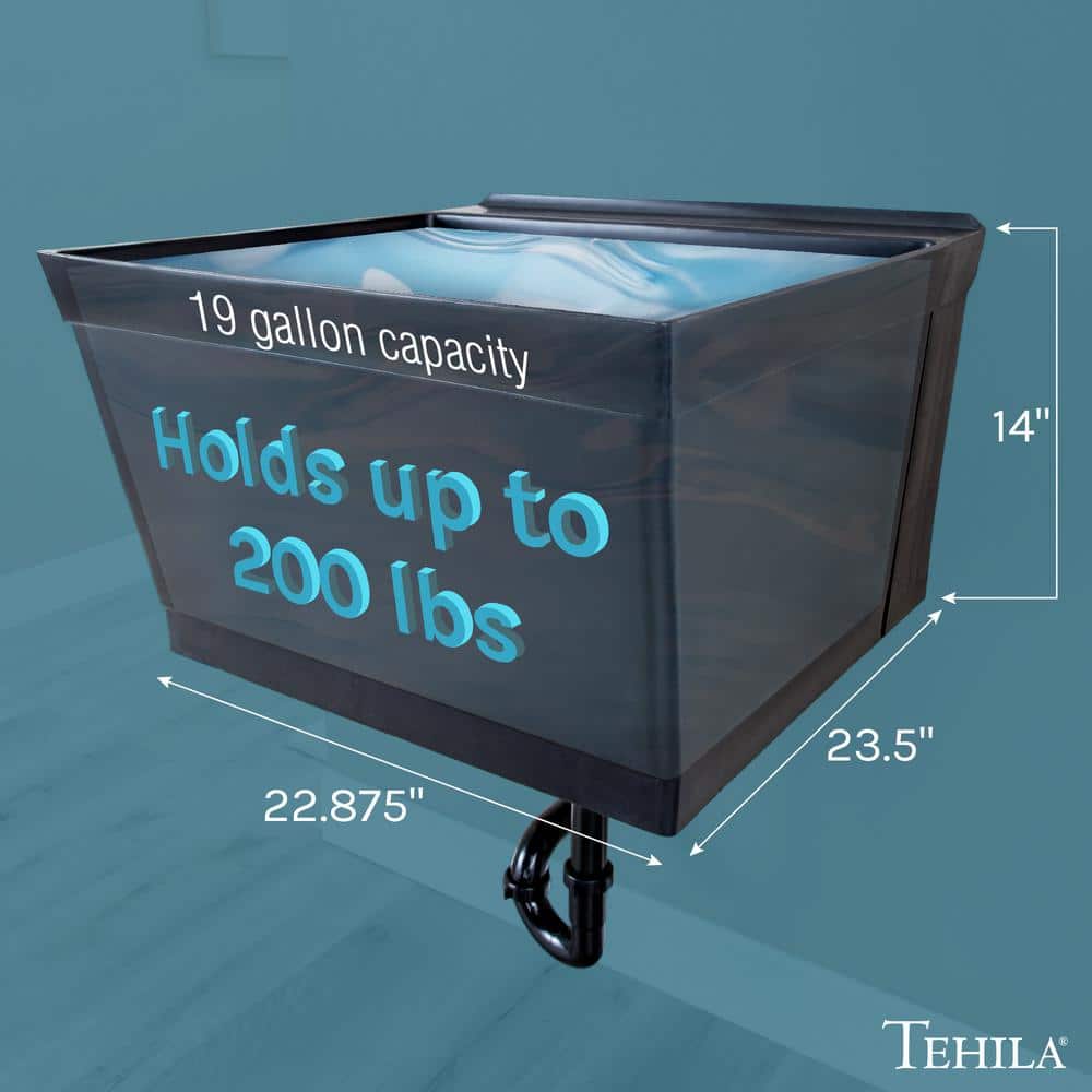 TEHILA Black Thermoplastic Wall Mounted Utility Sink Kit 23.5"