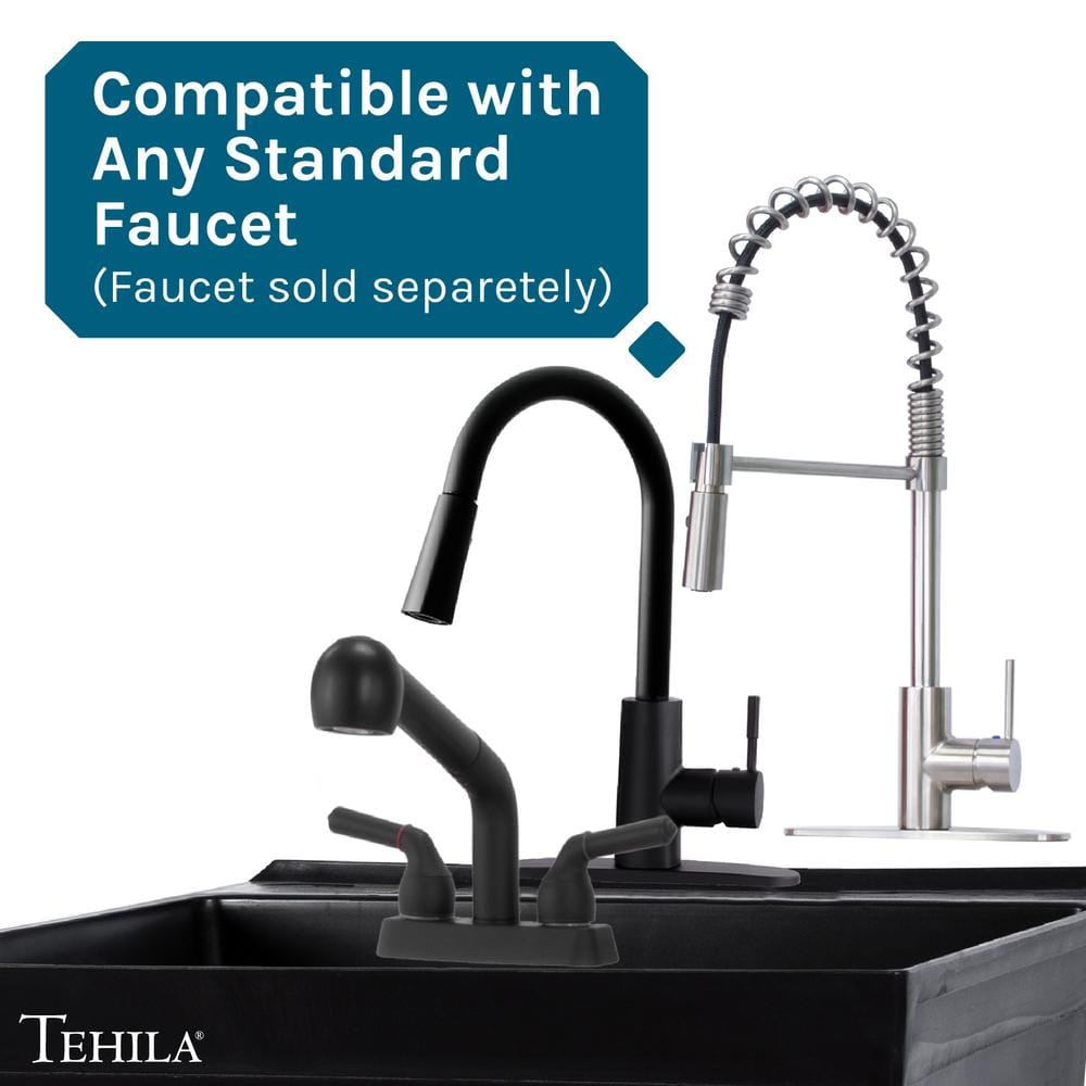 TEHILA Black Thermoplastic Wall Mounted Utility Sink Kit 23.5"