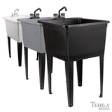TEHILA 24.75 in. Black Thermoplastic Utility Sink with Matte Finish Faucet
