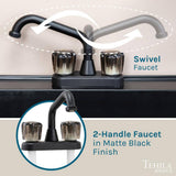 TEHILA 24.75 in. Black Thermoplastic Utility Sink with Matte Finish Faucet