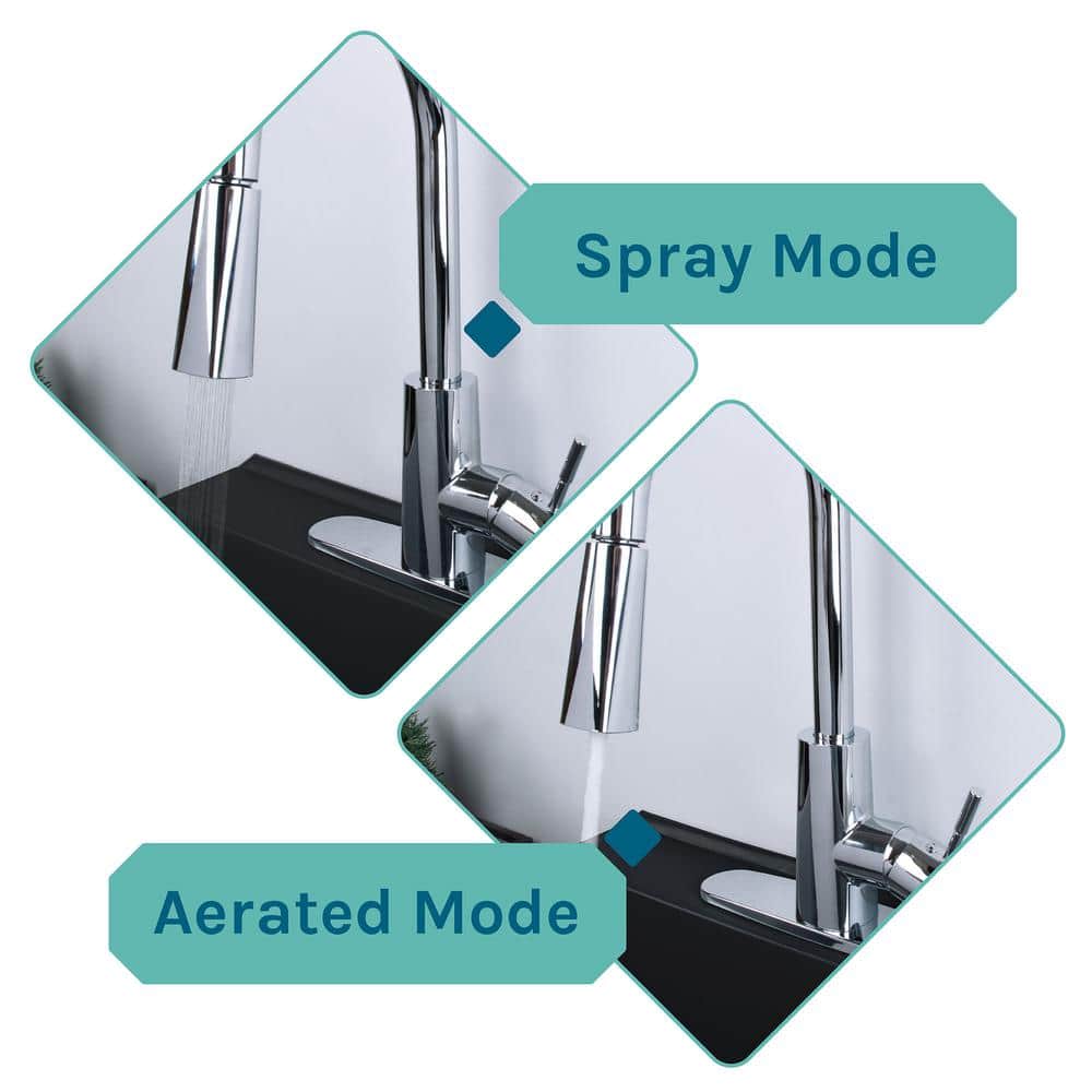 TEHILA 19 Gal. Black Utility Sink Set with Chrome High-Arc Pull-Down Faucet
