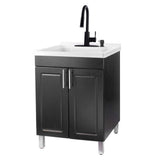 TEHILA 18 Gallon Freestanding Laundry Sink with Black Faucet & Cabinet