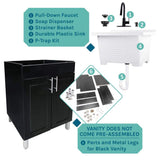 TEHILA 18 Gallon Freestanding Laundry Sink with Black Faucet & Cabinet