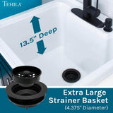 TEHILA 18 Gallons 21.75 in. x 25 in. Thermoplastic Drop-in Laundry Sink with Black Faucet, Black Cabinet, and Soap Dispenser