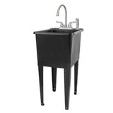 TEHILA 17.75x23.25 in. Black Utility Sink with Stainless Faucet & Side Sprayer