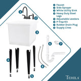 TEHILA Thermoplastic Space Saver Utility Sink with Black Faucet