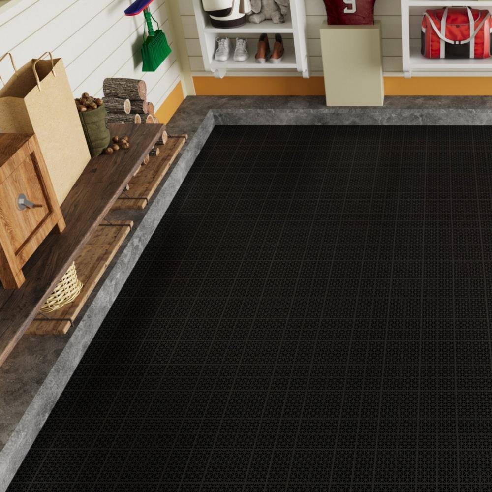 Tidoin Outdoor 1 ft. x 1 ft. Composite Deck Tile in Black(12 Per Box)