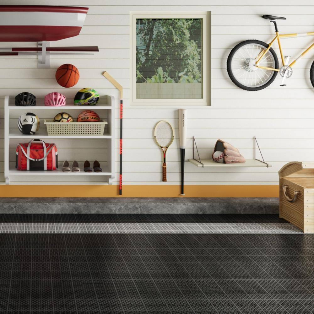 Tidoin Outdoor 1 ft. x 1 ft. Composite Deck Tile in Black(12 Per Box)