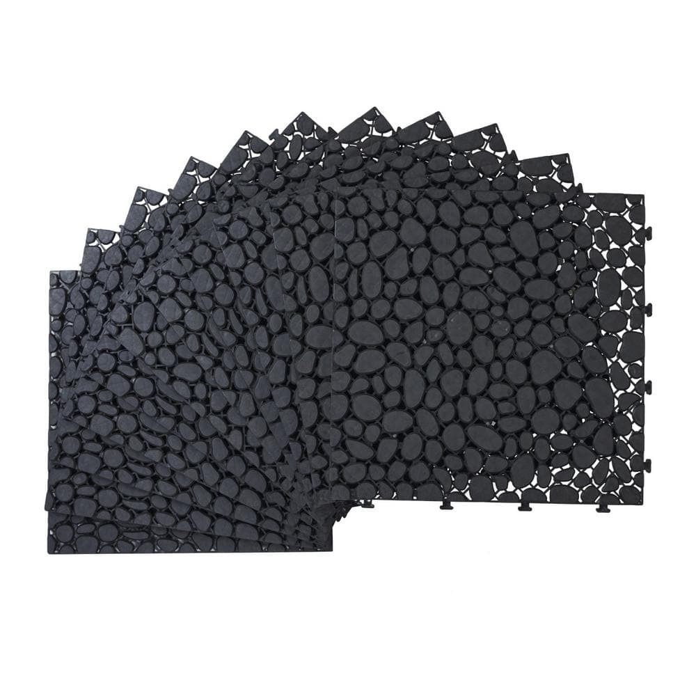 Tidoin Outdoor 1 ft. x 1 ft. Composite Deck Tile in Black(24 Per Box)