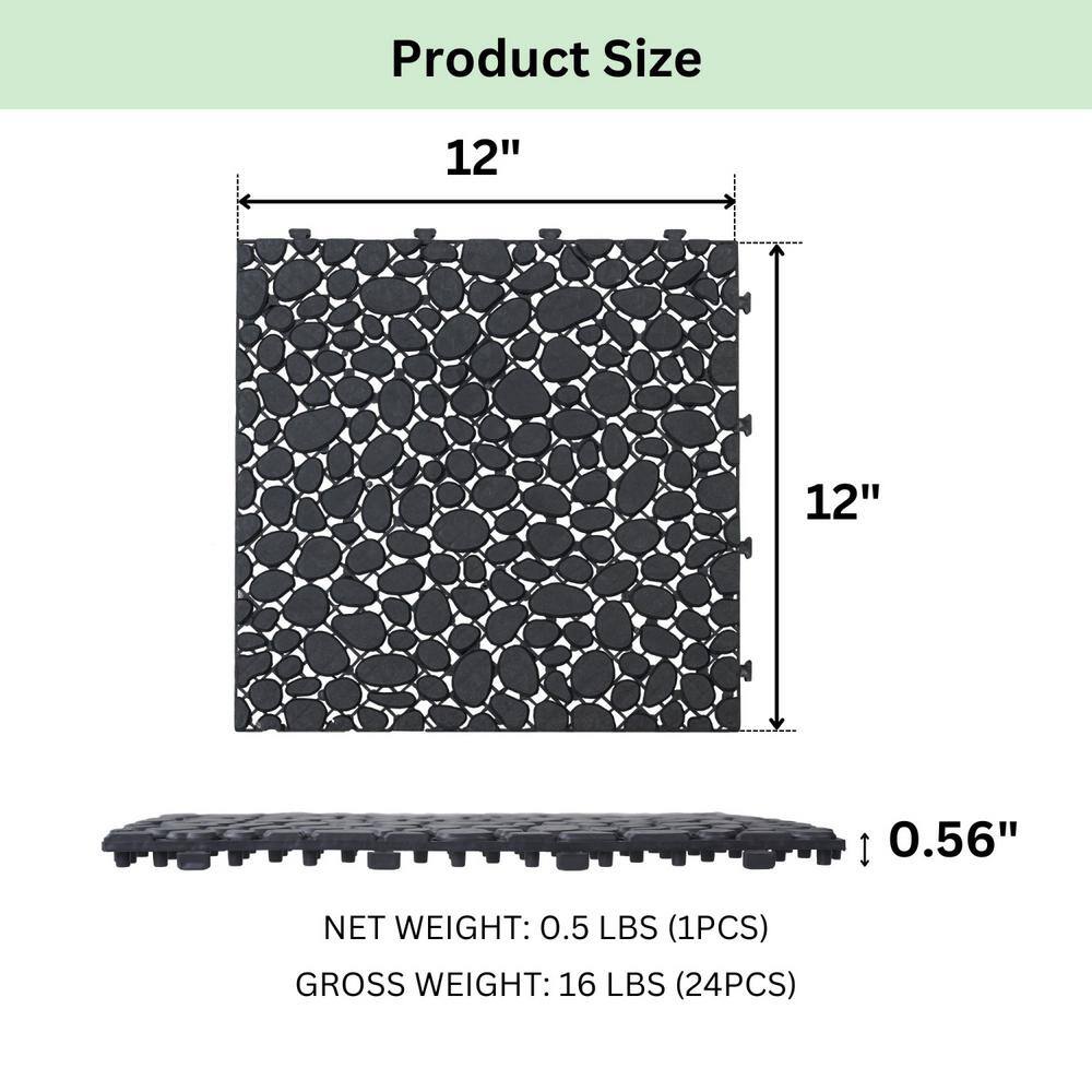 Tidoin Outdoor 1 ft. x 1 ft. Composite Deck Tile in Black(24 Per Box)