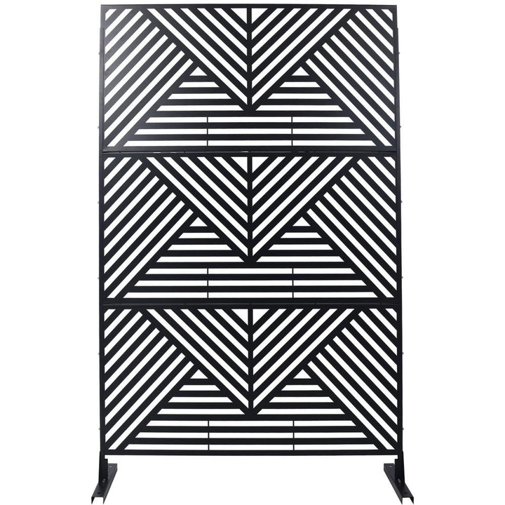Tidoin 6.3 ft. x 4 ft. Black Steel Freestanding Flat Flat Top Decorative Privacy Screen Metal Fence Panel
