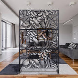 Tidoin 6.3 ft. x 4 ft. Black Steel Freestanding Flat Flat Top Decorative Privacy Screen Metal Fence Panel