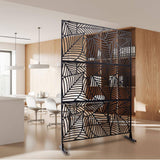 Tidoin 6.3 ft. x 4 ft. Black Steel Freestanding Flat Flat Top Decorative Privacy Screen Metal Fence Panel
