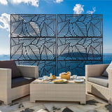 Tidoin 6.3 ft. x 4 ft. Black Steel Freestanding Flat Flat Top Decorative Privacy Screen Metal Fence Panel