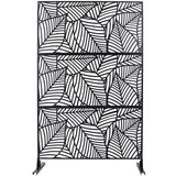 Tidoin 6.3 ft. x 4 ft. Black Steel Freestanding Flat Flat Top Decorative Privacy Screen Metal Fence Panel