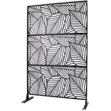 Tidoin 6.3 ft. x 4 ft. Black Steel Freestanding Flat Flat Top Decorative Privacy Screen Metal Fence Panel