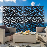 Tidoin 6.3 ft. x 4 ft. Black Steel Freestanding Flat Flat Top Decorative Privacy Screen Metal Fence Panel