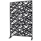 Tidoin 6.3 ft. x 4 ft. Black Steel Freestanding Flat Flat Top Decorative Privacy Screen Metal Fence Panel