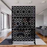 Tidoin 6.3 ft. x 4 ft. Black Steel Freestanding Flat Flat Top Decorative Privacy Screen Metal Fence Panel